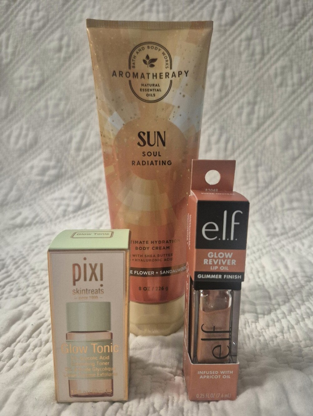 Bath & Body Works Sun Pixi Glow Tonic e.l.f. Lip Oil Beauty Bundle NWT